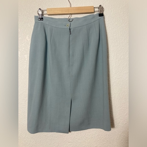 Giorgio Armani 100% wool aqua blue A line straight pencil skirt midi 6 Italy - Picture 2 of 6